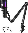 RGB Gaming Microphone for PC with Boom Arm - Clear Streaming Sound