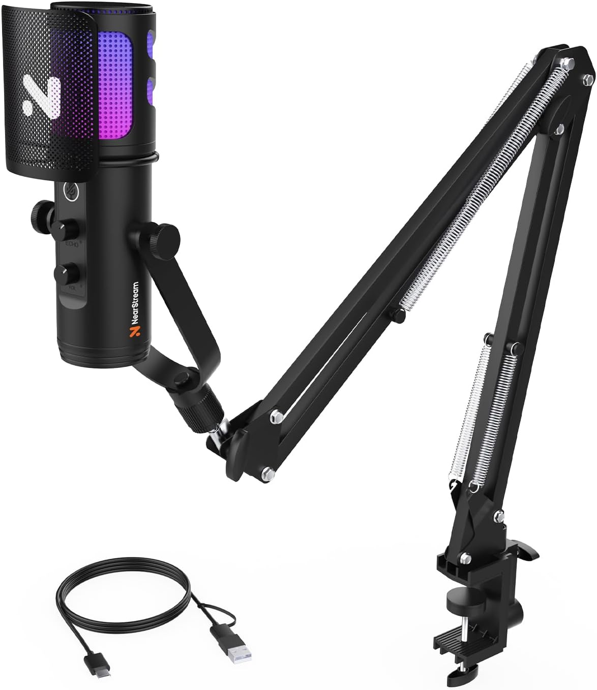 RGB Gaming Microphone with Noise Canceling for Streaming