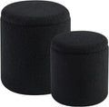Round Ottoman with Storage Set of 2 - Versatile Sherpa Vanity Stools