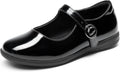 Girls Mary Jane School Shoes - Black Adjustable Buckle Comfort