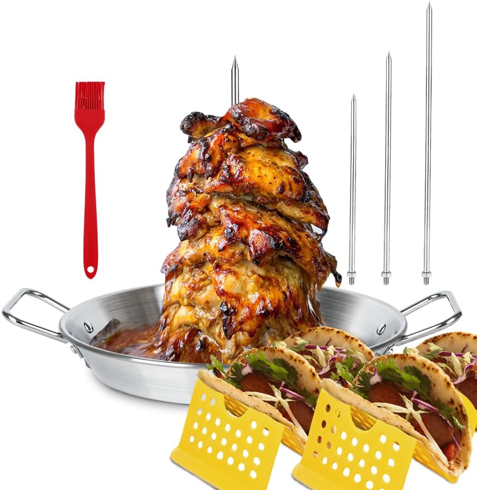13 inch Vertical Skewer Pan for Perfect Tacos Al Pastor at Home
