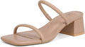 Women's Chunky Block Low Heeled Sandals - Two Strap Mule Heels