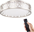 Flush Mount Ceiling Light Fixture with Remote Control - 12 in Brushed