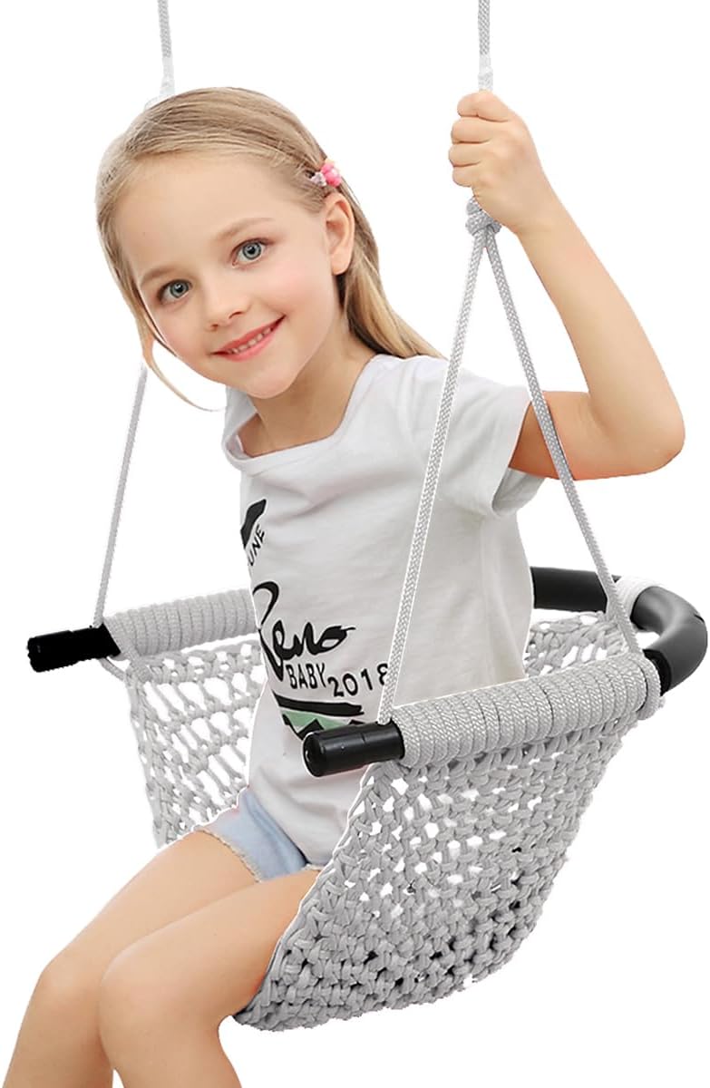 Hand-Knitting Toddler Swing Seat for Kids with Adjustable Ropes