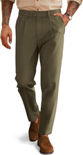 Mens Pleated Tapered Cropped Dress Pants - Vintage Comfort