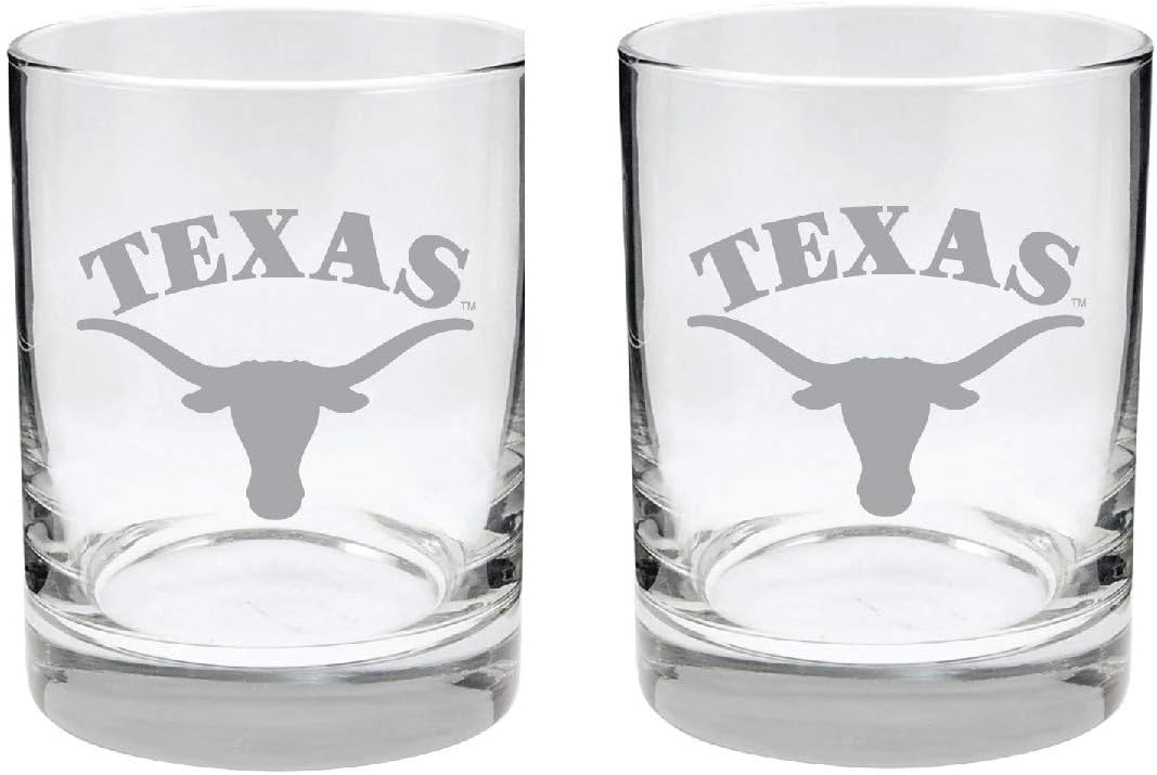 Texas Longhorns 2-Sided Etched Satin Finish Rock Glass Set