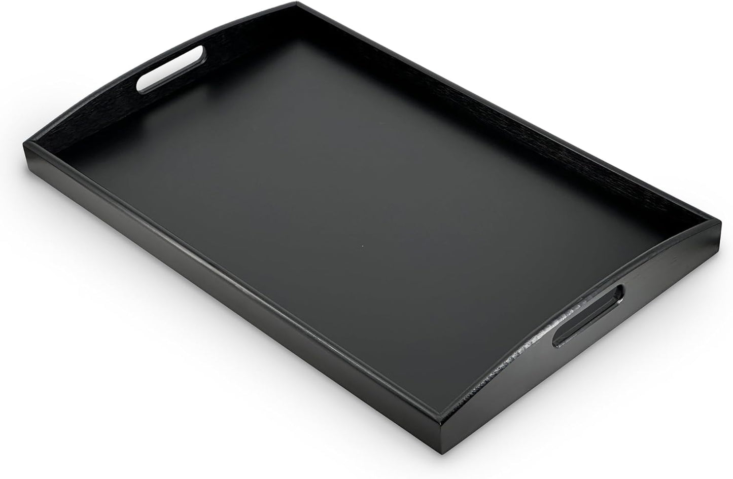 Extra Large Black Bamboo Serving Tray for Food and Decor