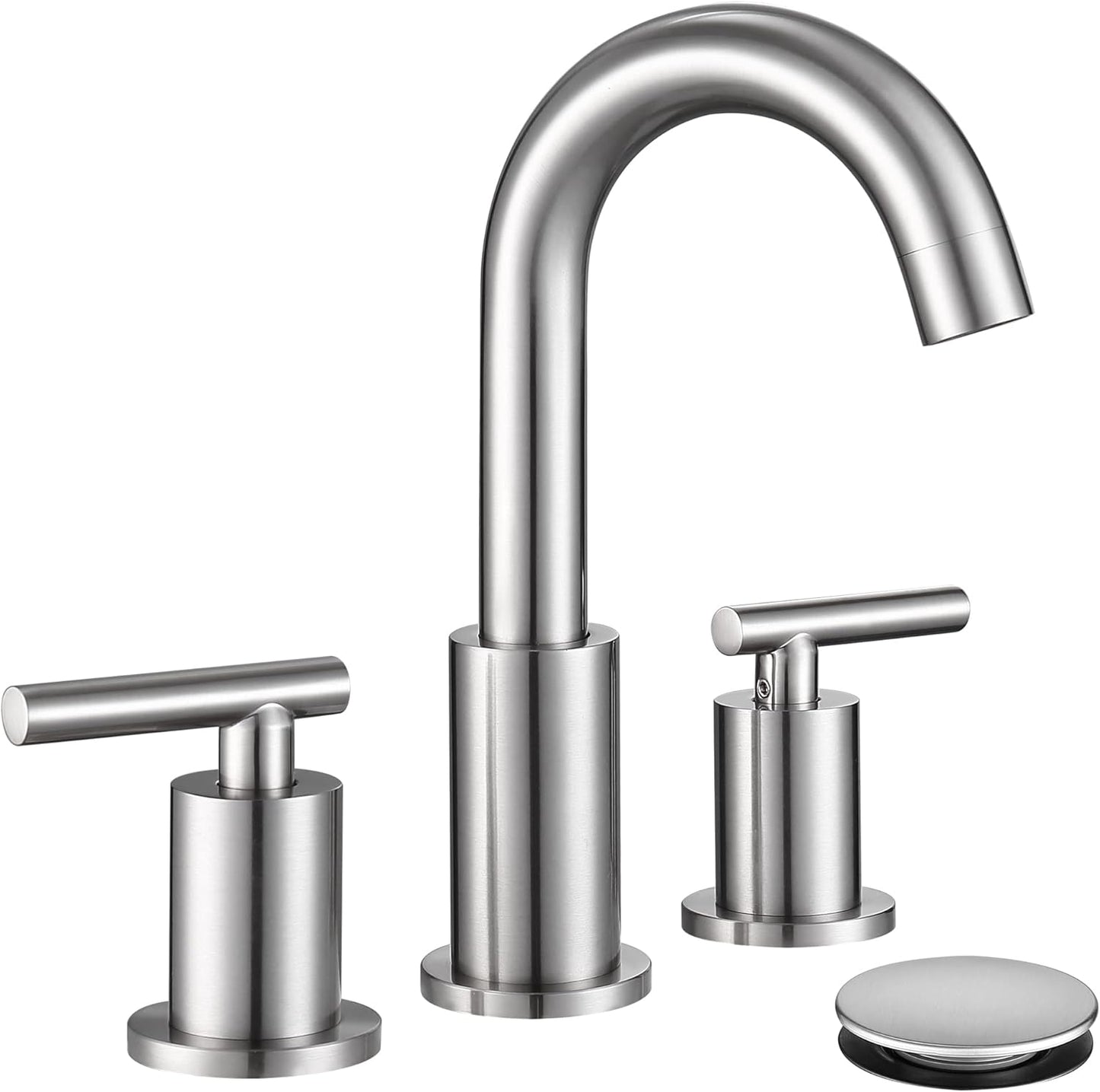 Widespread Bathroom Faucet with Sink Drain and Supply Hose