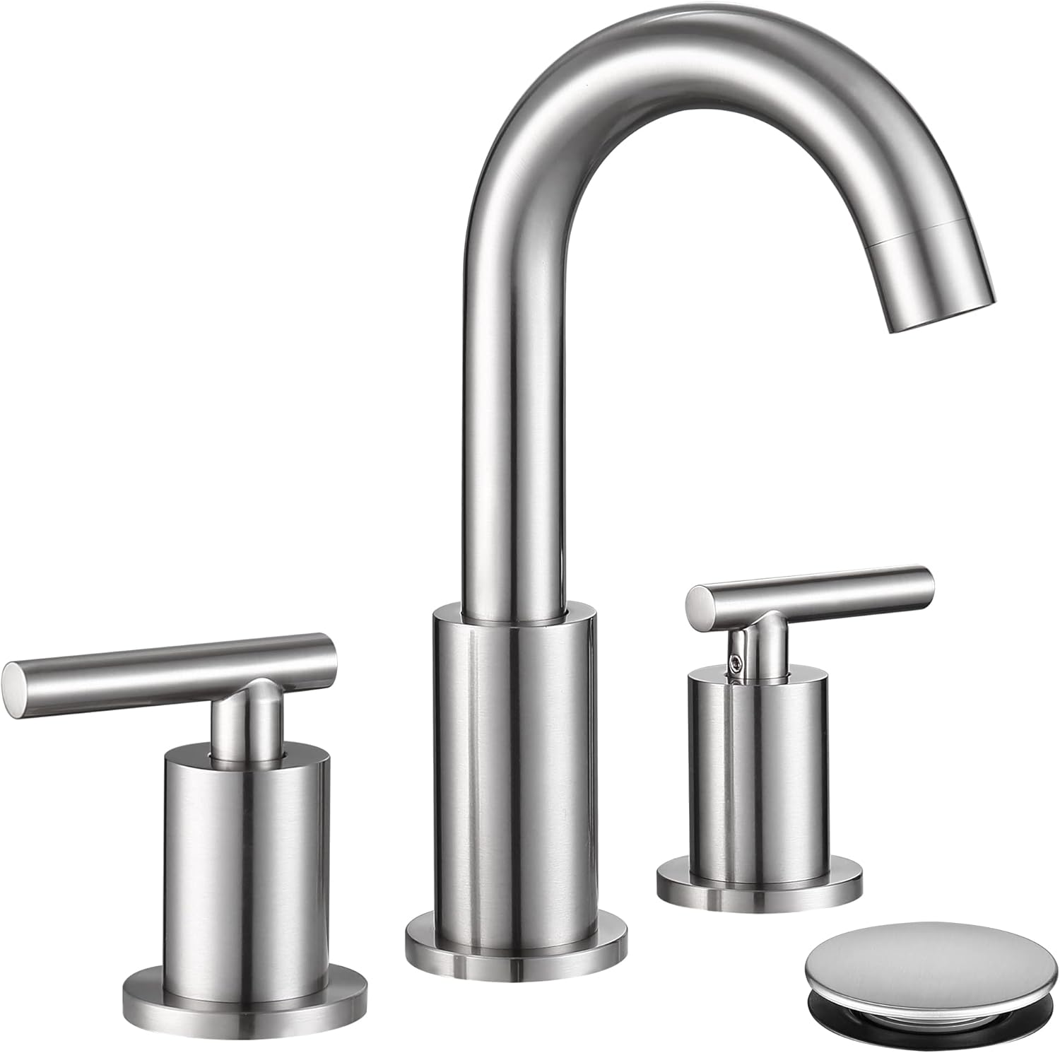 Widespread Bathroom Faucet with Sink Drain and Supply Hose