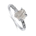 Real Raw Clear Quartz Crystal Dainty Ring - Genuine Rough Stone