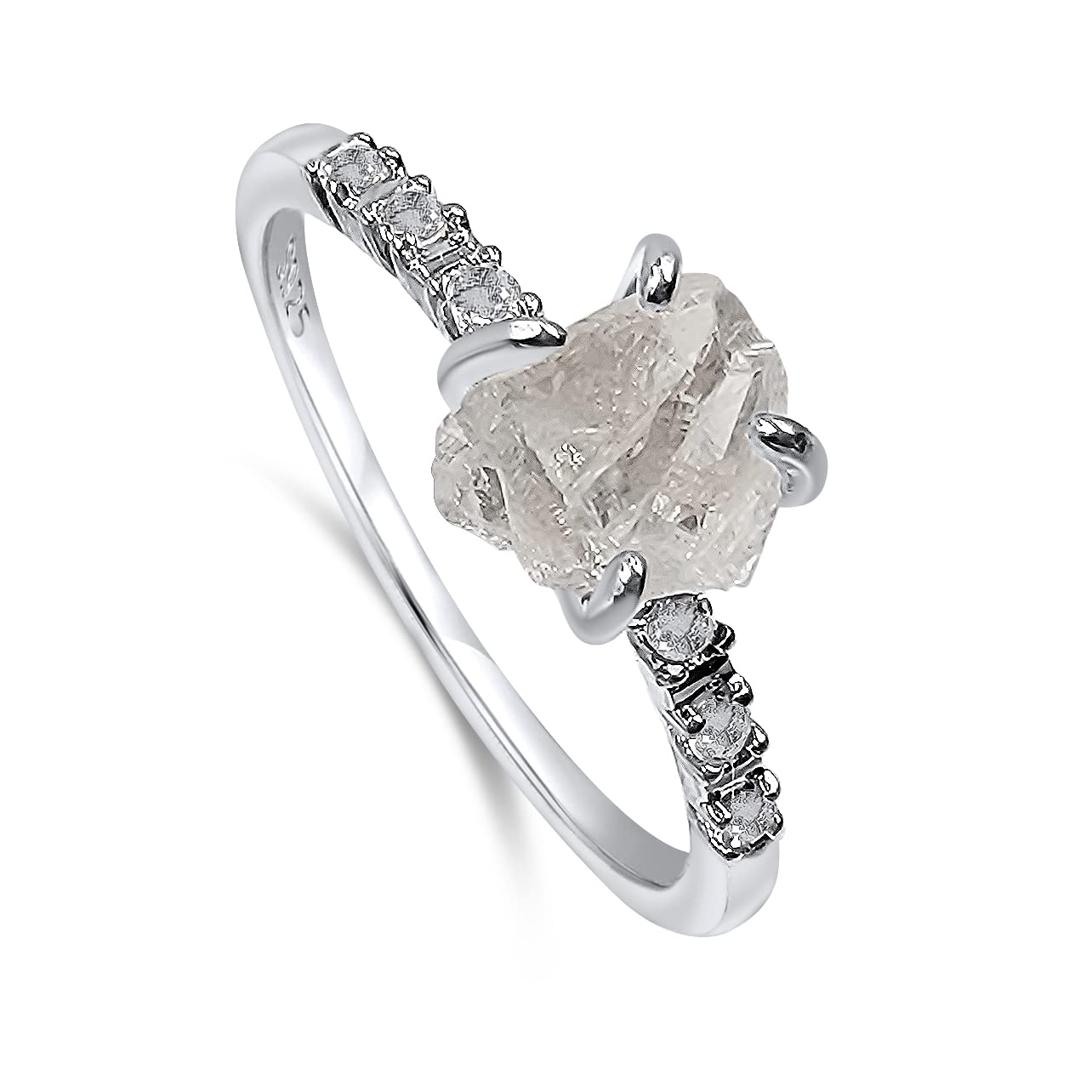 Real Raw Clear Quartz Crystal Dainty Ring for April Birthstone