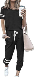 PRETTYGARDEN Women Summer Two Piece Striped Tracksuit - Travel Ready 2