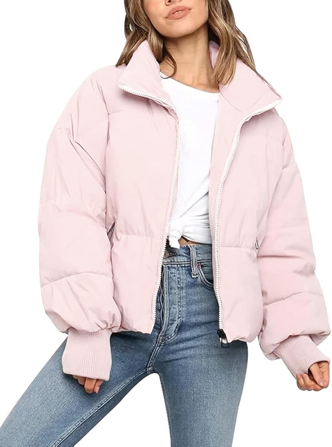 Yimoon Women's Winter Cropped Puffer Jacket for Cozy Style