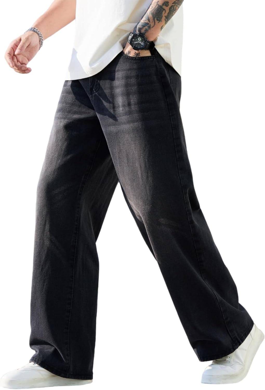 Men's Baggy Jeans Y2K Vintage Wide Leg Denim Pants for Streetwear