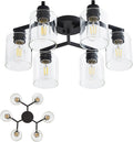 6-Light Semi Flush Mount Ceiling Light Fixture - Bright Matte Black
