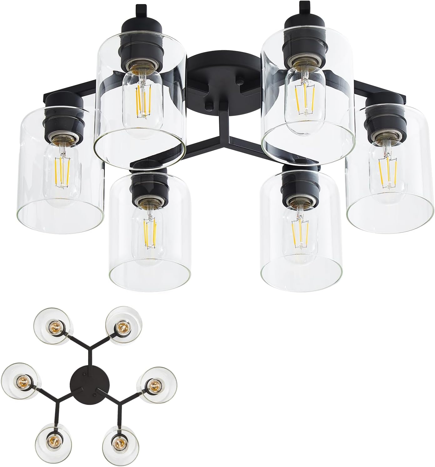YYT 6-Light Semi Flush Mount Ceiling Light Fixture for Home