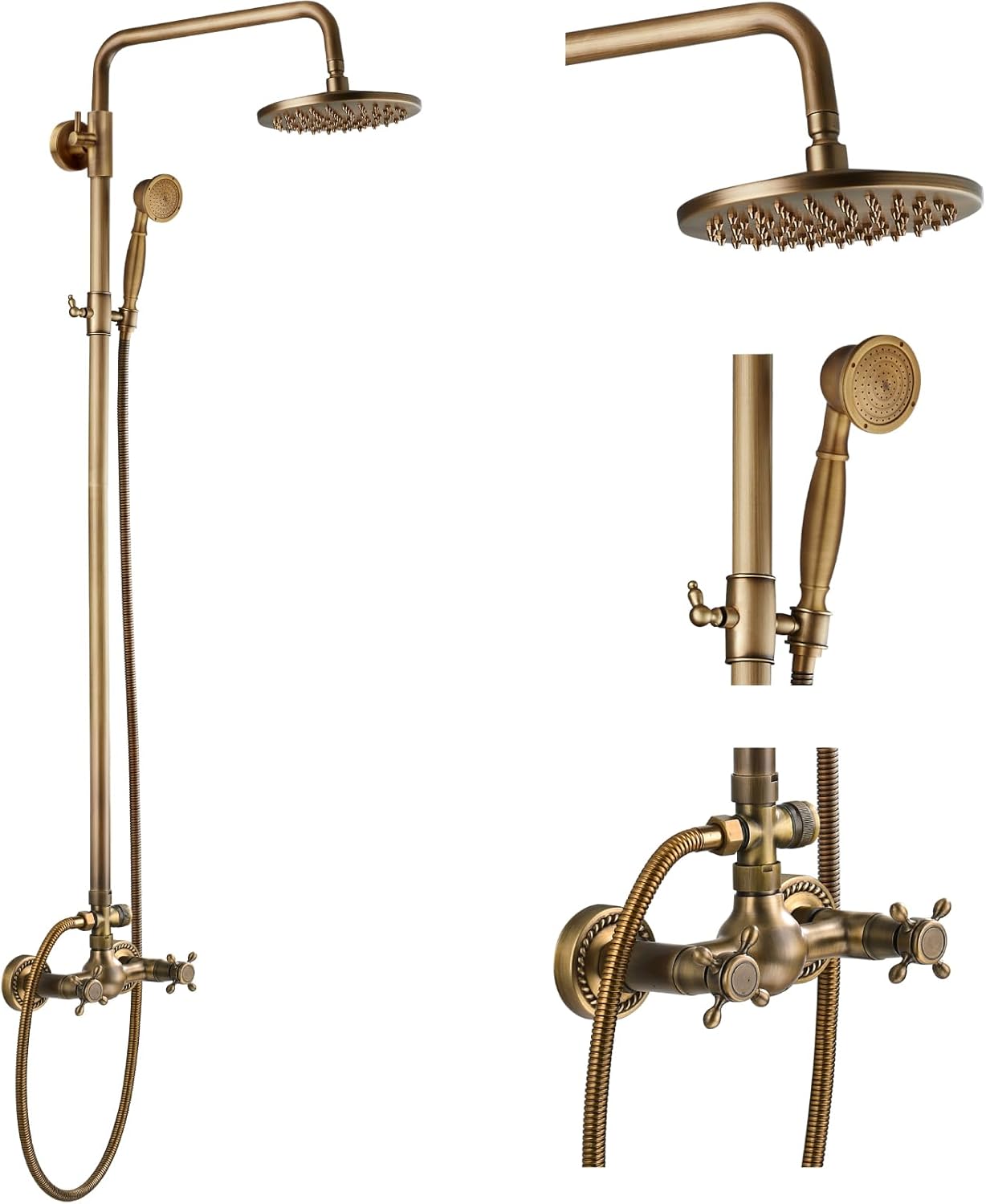 Gotonovo Exposed Bathroom Shower Faucet Set with Rainfall Head