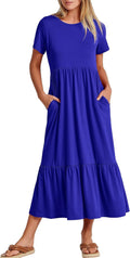 Womens 2025 Summer Casual Maxi Dress - Tiered Flowy Midi Fit