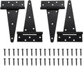6 in T-Strap Heavy Duty Shed Door Hinges Black Stainless Steel - 4