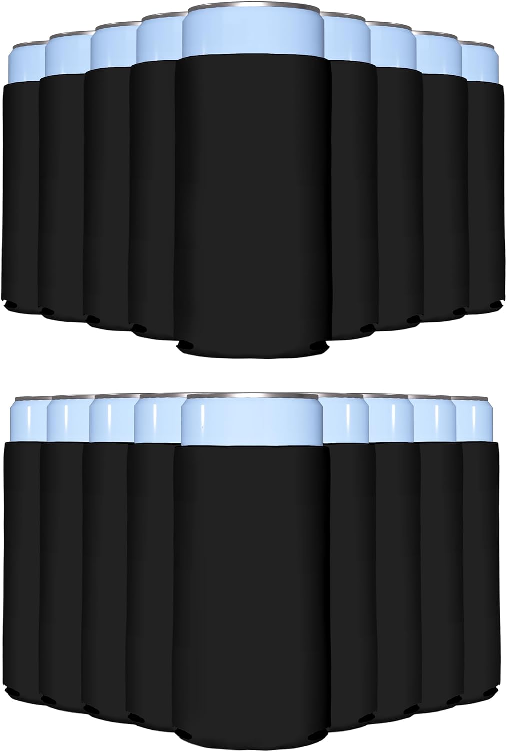 PartyPrints 200 Pack Black Blank Slim Can Cooler Sleeves for Events