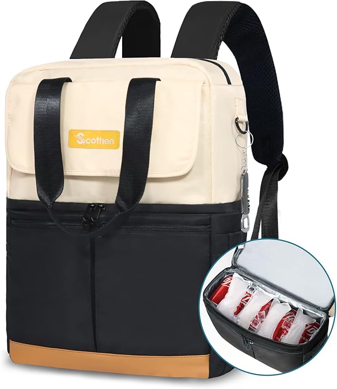 Scothen Backpack Cooler with Double Decker & 12 Ice Packs