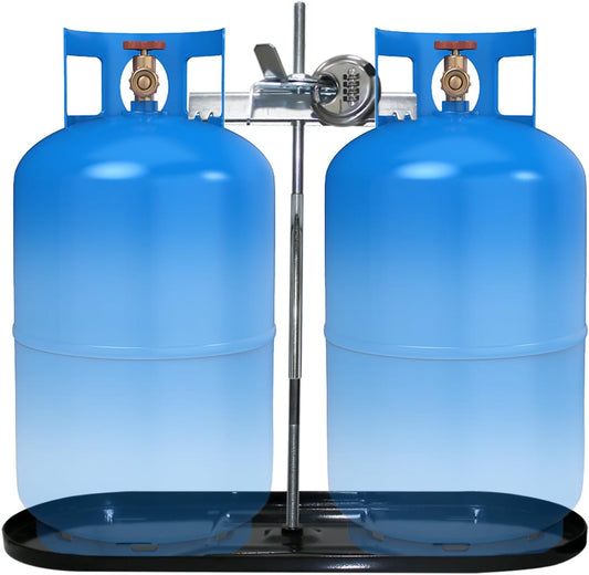 RV Dual Propane Tank Mounting Rack with Locking Device for Safety