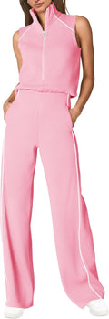 Womens Summer Jumpsuits Sleeveless Mock Neck Wide Leg Romper