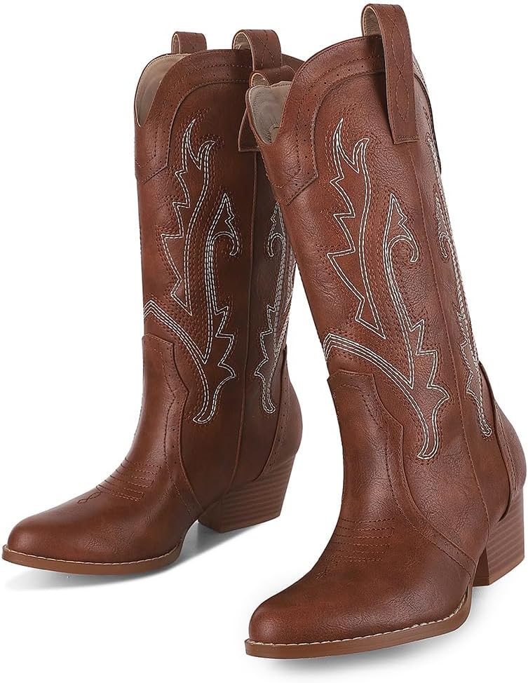 AOSPHIRAYLIAN Cowboy Boots for Women with Chunky Heel Style