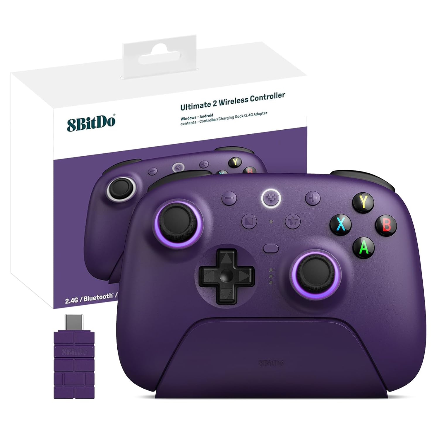 8Bitdo Ultimate 2 Wireless Controller with RGB Lights and Dock