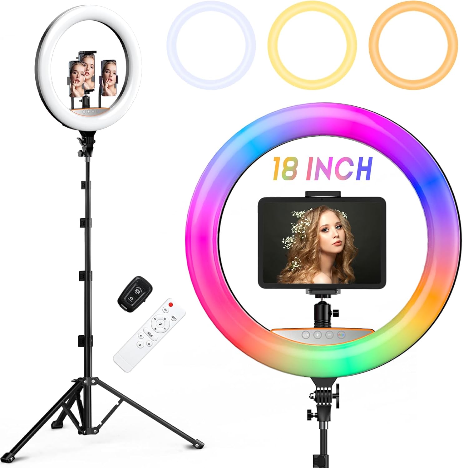RGB Ring Light 18 inch with Tripod Stand for Perfect Lighting