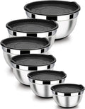 Stainless Steel Nesting Mixing Bowls Set of 6 - Deep, Airtight Lids