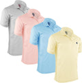 Mens Striped Short Sleeve Polo Shirts 4 Pack - Lightweight Tailored
