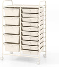 HAPPYGRILL 15-Drawer Rolling Cart - Compact Storage Organizer
