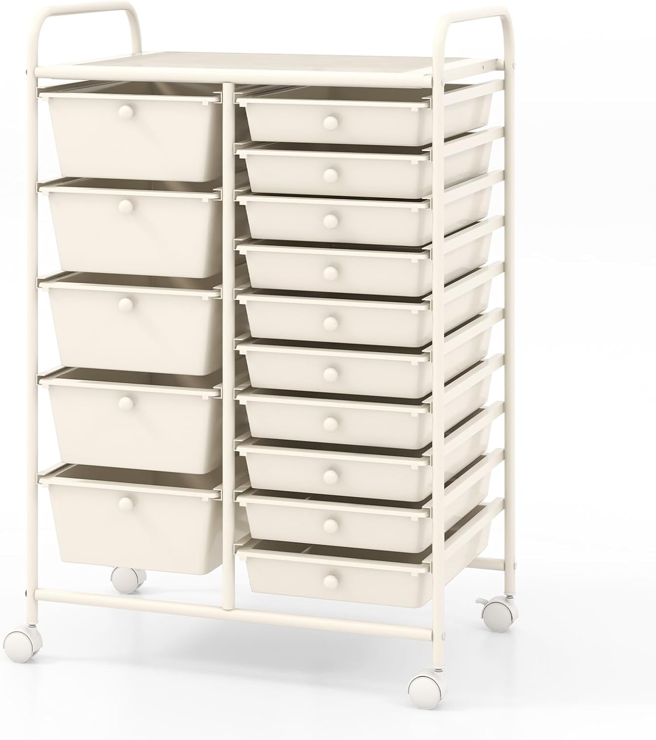 HAPPYGRILL 15-Drawer Rolling Cart for Home, Office & School