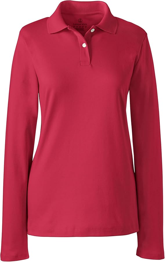 Lands' End Women's Long Sleeve Feminine Fit Interlock Polo Shirt