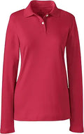 Women's Long Sleeve Feminine Fit Interlock Polo Shirt - Cotton Comfort