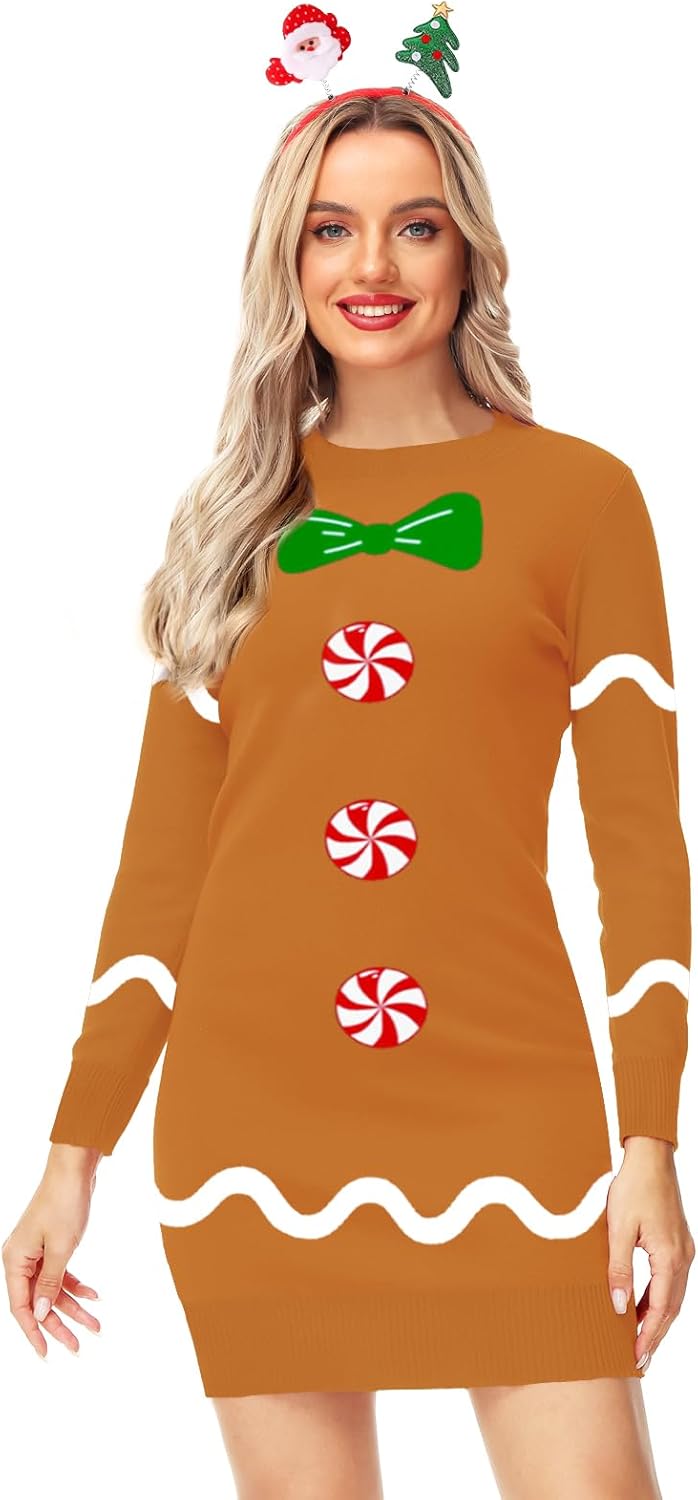 AOBUTE Women Christmas Sweater Dress for Holiday Fun and Style
