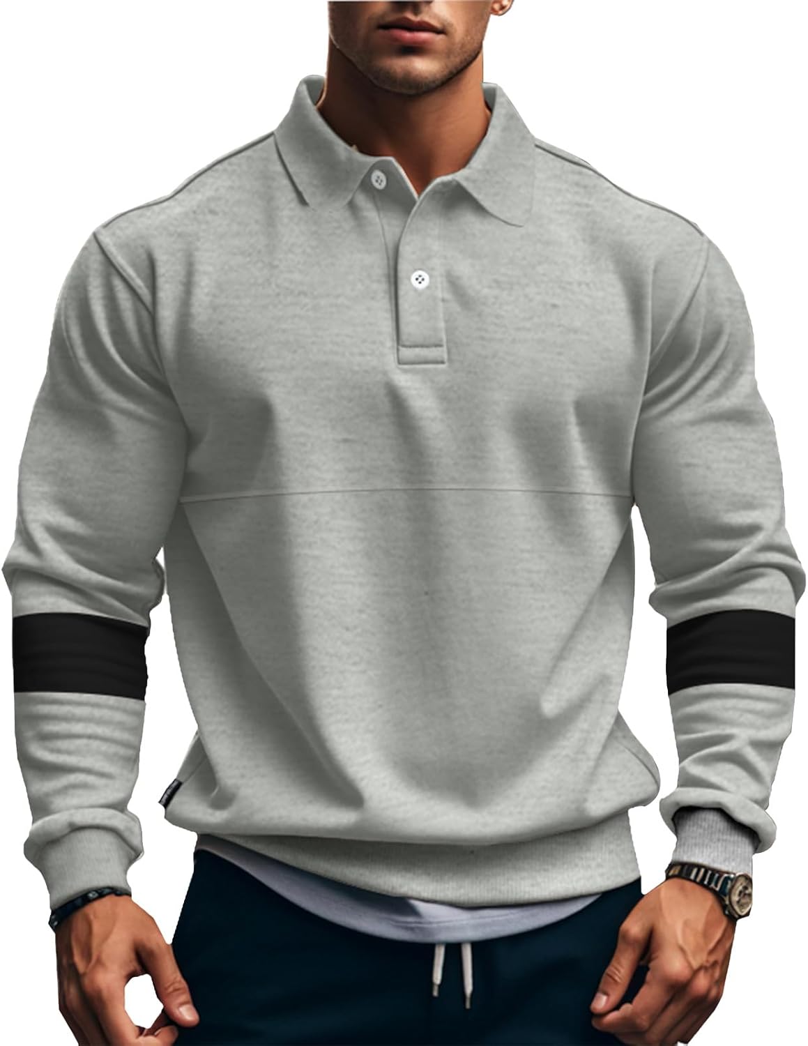 Quilted Polo Sweatshirt for Men - Comfort & Style