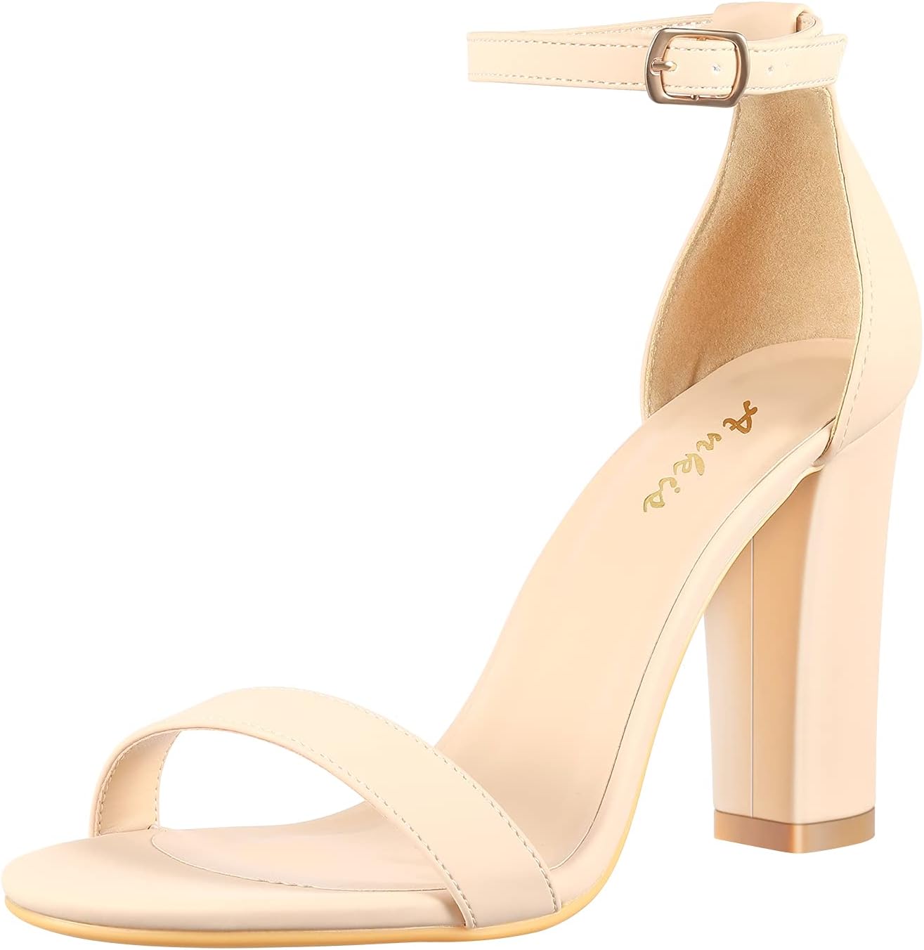 Ankis Nude Black White Heels for Women Open Toe Sandals