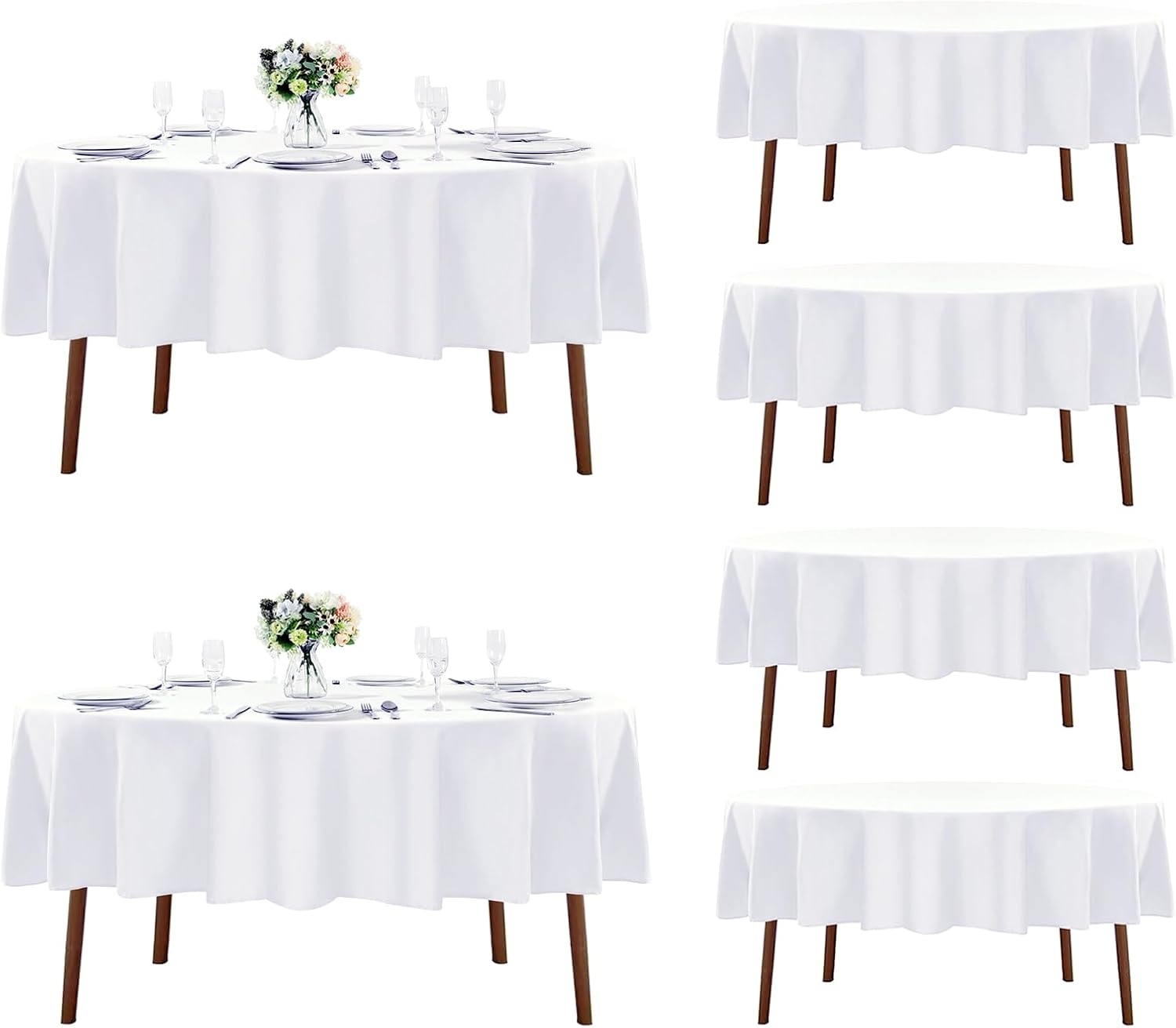 Fokitut 6 Pack Round Tablecloth, 70 Inch, Stain Resistant