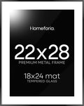 22x28 Poster Frame Black with 18x24 Mat - Gallery-Grade Glass