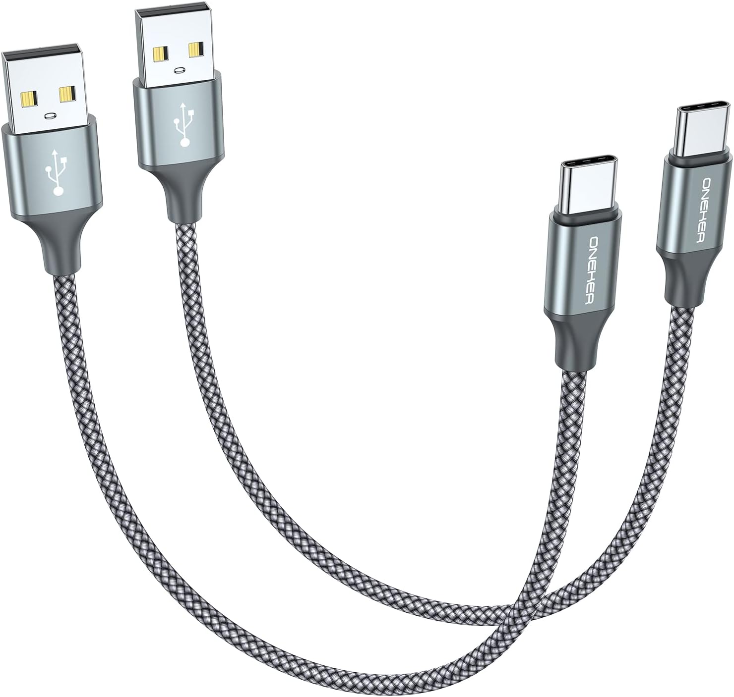Fast Charging 2-Pack USB-C Cable 1ft - iPhone & Samsung Compatible