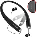 AMORNO Foldable Bluetooth Headphones - Wireless Neckband with Retractable Earbuds