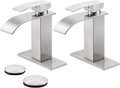 Waterfall Bathroom Faucet Brushed Nickel Single Handle - Modern Sink