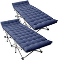Folding Camping Cot with Mattress 2 Pack - Portable Heavy Duty Cots