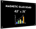 Black Dry Erase Board 48in x 36in Magnetic Glass Whiteboard - Clean