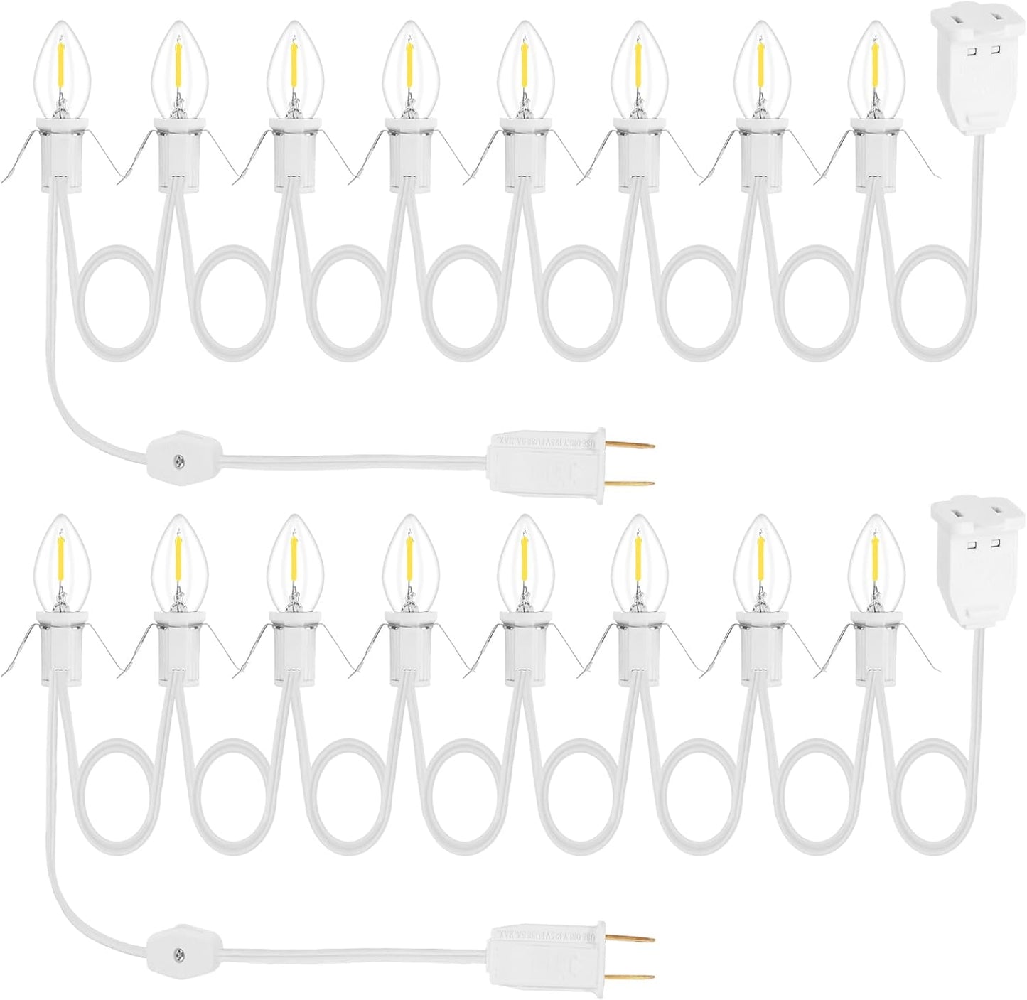 2Pack Accessory Cord with 16 LED Light Bulbs for Decorations