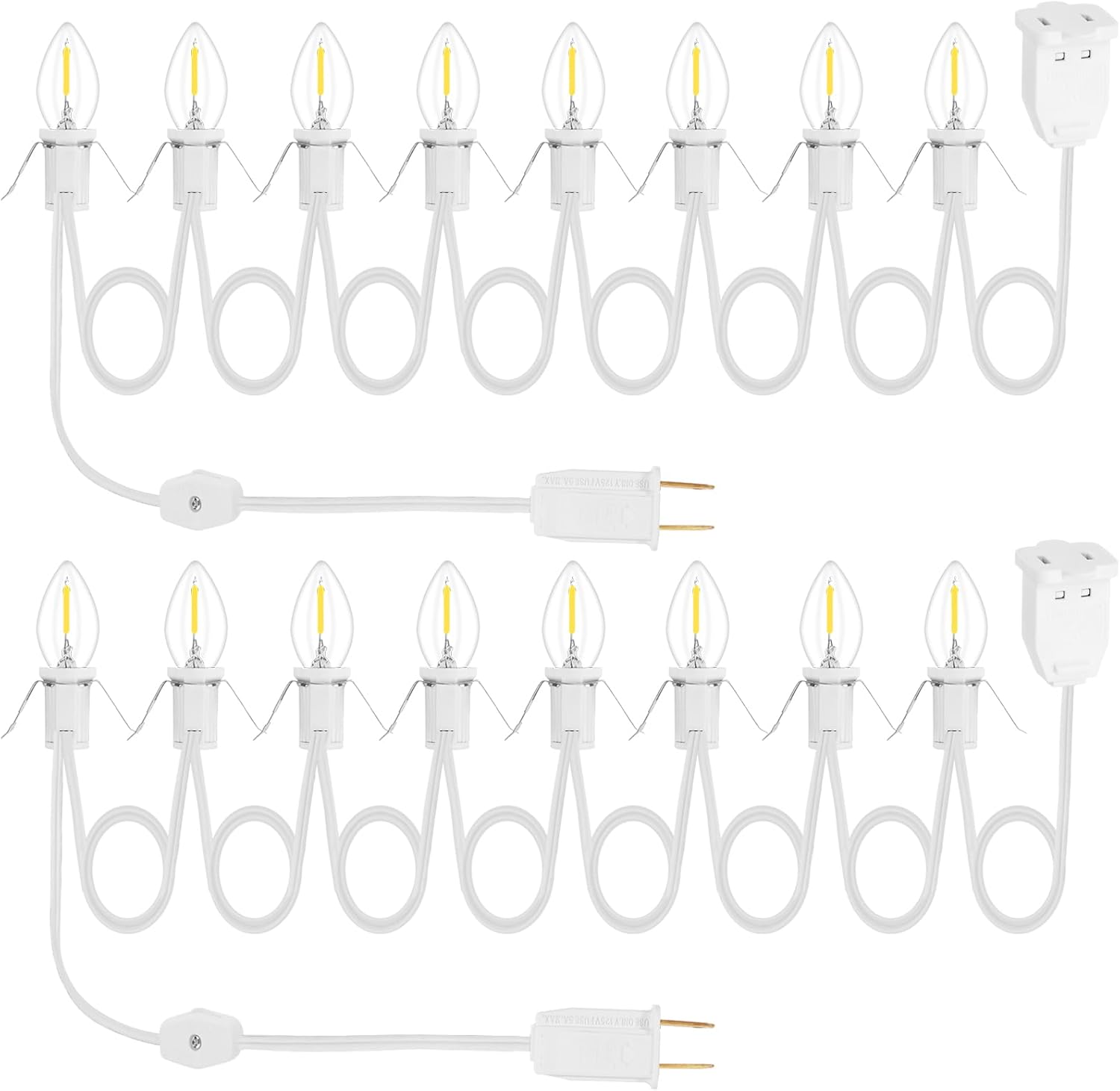 2Pack Accessory Cord with 16 LED Light Bulbs for Decorations