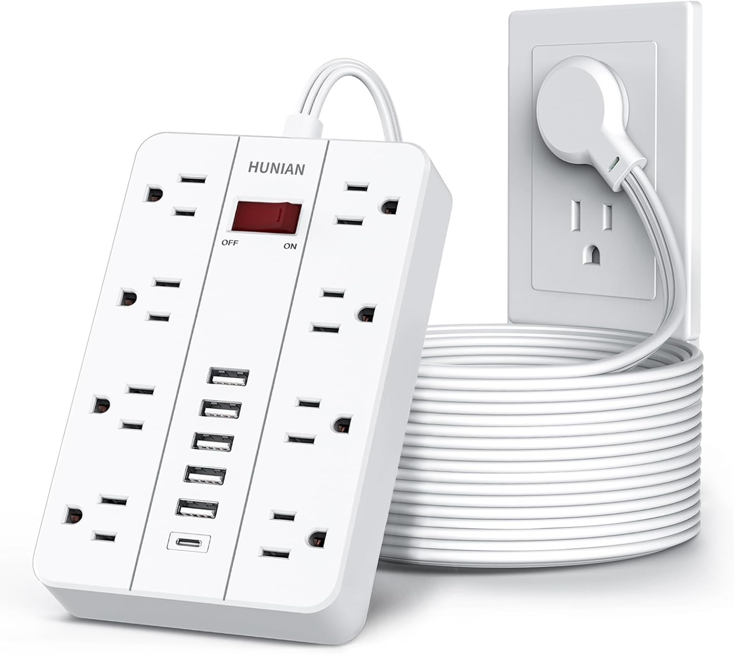Extension Cord Power Strip Surge Protector 15 Ft with USB Ports