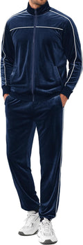 Mens Velour Tracksuit 2-Piece Zip Up Set - Soft Velvet Comfort